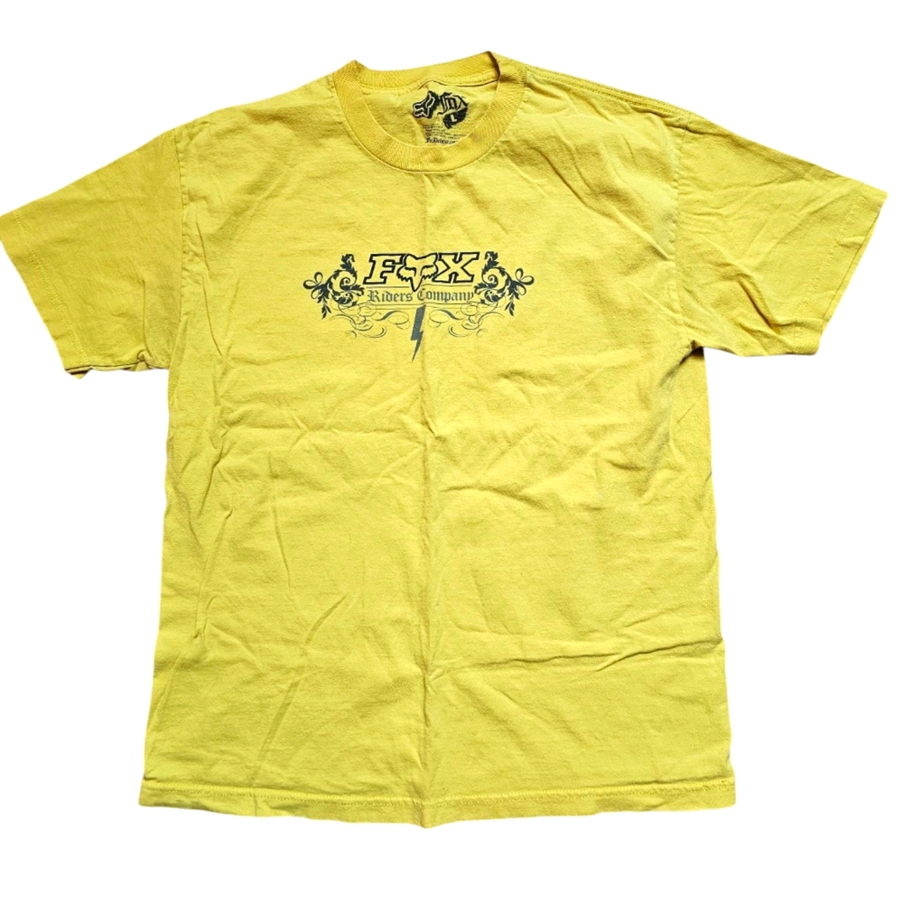 Fox Racing Vintage Yellow Graphic Tee T-Shirt Men's Size Large